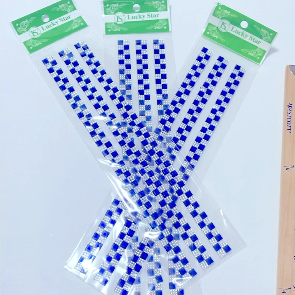 Pack of 7 Royal Blue and Silver adhesive Decoration Strips all new